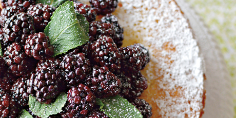 French Yogurt Cake with Blackberries and Mint