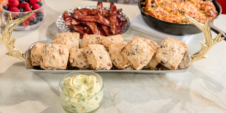 Bacon Cranberry Scones with Citrus Basil Butter
