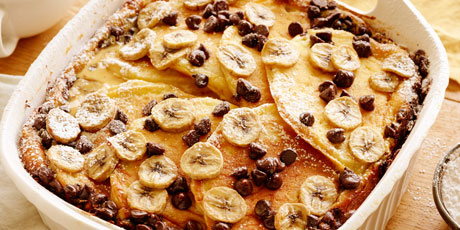 Chocolate-Banana Pancake Breakfast Casserole