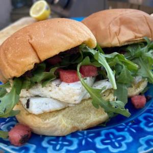 Grilled Halloumi Sandwich With Watermelon Relish