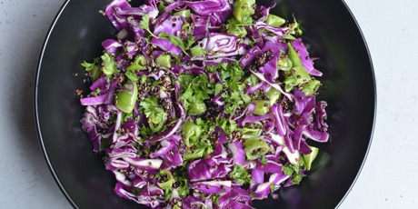 Red Cabbage, Sugar Snap Peas &amp; Black Quinoa Salad