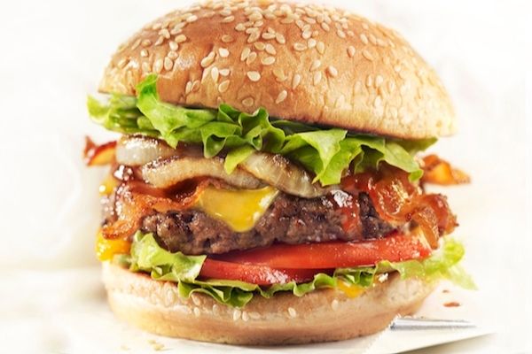 Burger with bacon, lettuce and cheese