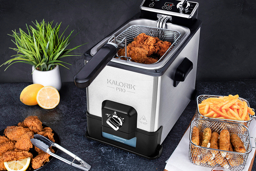 Kalorik Pro 4.2 Quart Triple-Basket Deep Fryer with Oil Filtration