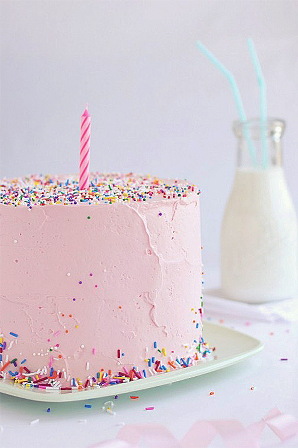 Pink Vanilla and Sprinkles Cake