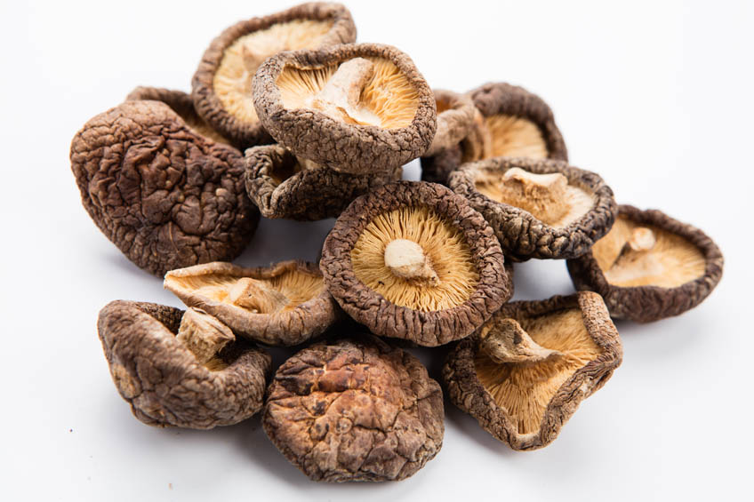 A closeup of dried black mushrooms