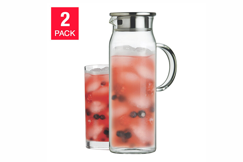 Jasmine 1.2 L (1.3 qt.) Glass Jug with Stainless-steel Filter Lid, 2-pack