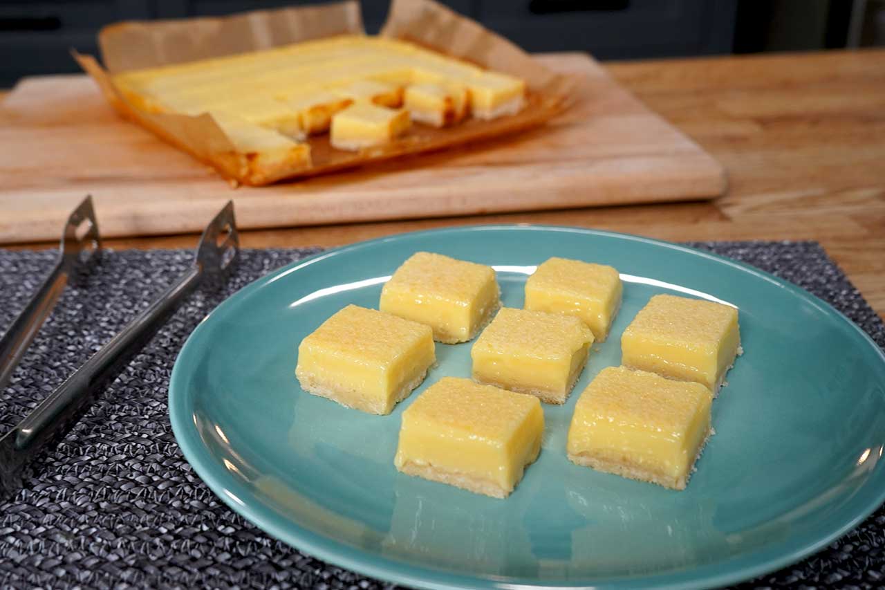 lemon squares on a plate