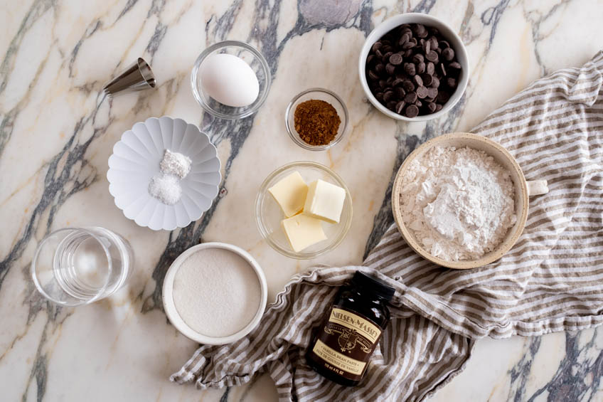 Ingredients for air fryer churros with chocolate tahini dip