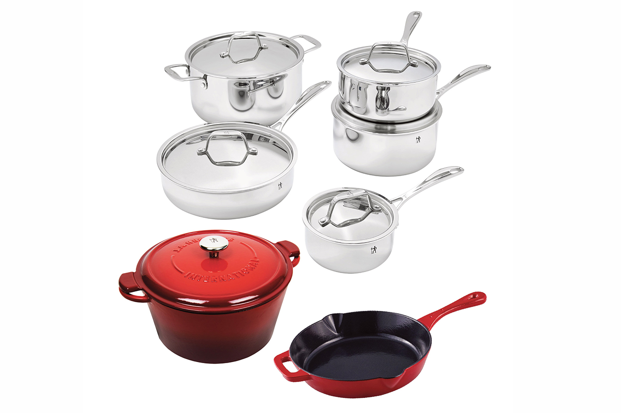 HENCKELS Clad Stainless Steel and Cast Iron Cookware Set, 13-piece
