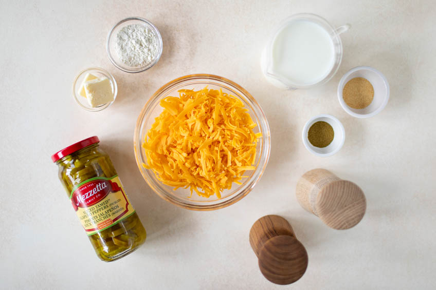 Ingredients for spicy jalapeno cheese dip