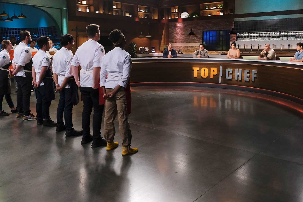 Top Chef contestants on set