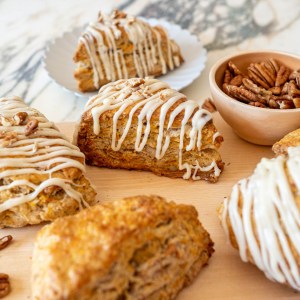 Carrot Cake Scones Drizzled with Cream Cheese Glaze