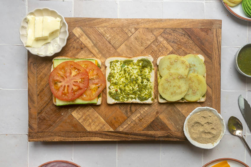 Bombay sandwich layered with veggies