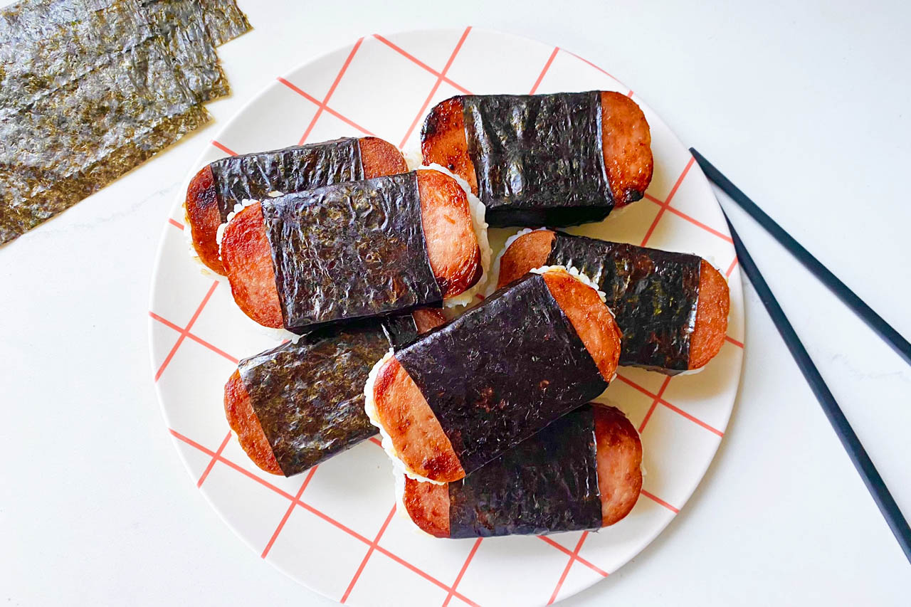 Spam musubi on a plate