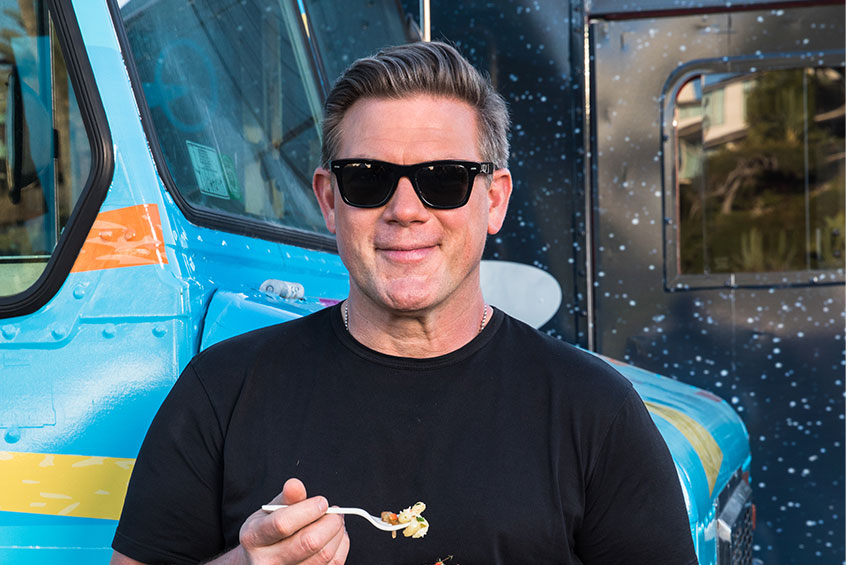 Tyler Florence on the set of Great Food Truck Race
