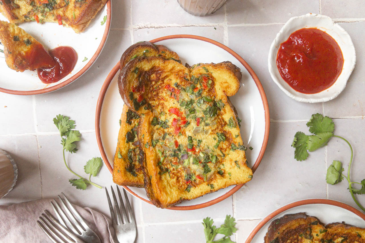 Indian Masala toast on a plate