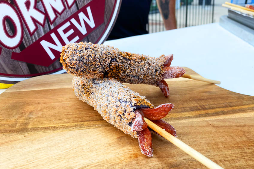 Squid-Ink Korean Corn Dog from SaltSpring Concessions
