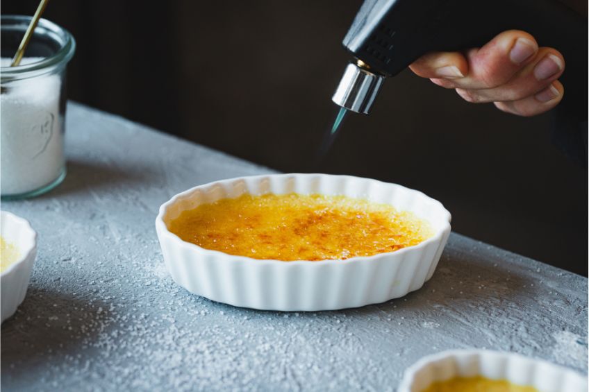 Creme Brulee getting toasted