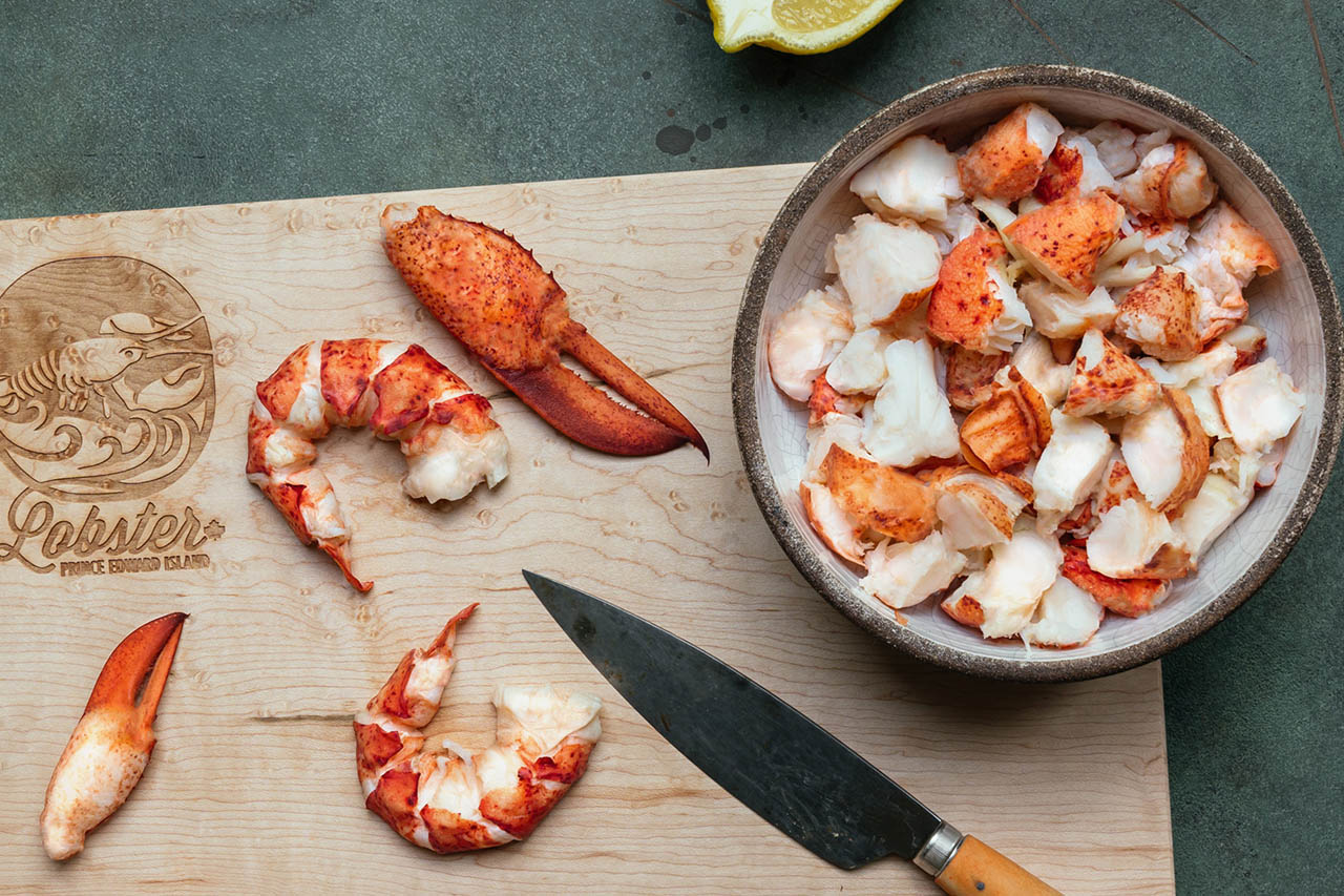 Lobster meat cut into large chunks for Prince Edward Island Lobster Dynamite Dip