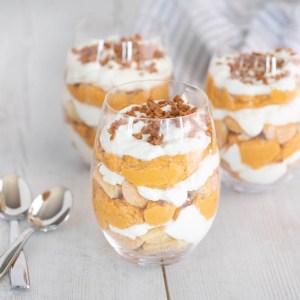 Make-Ahead Mini Pumpkin Cheesecake Trifles with Skor Bits