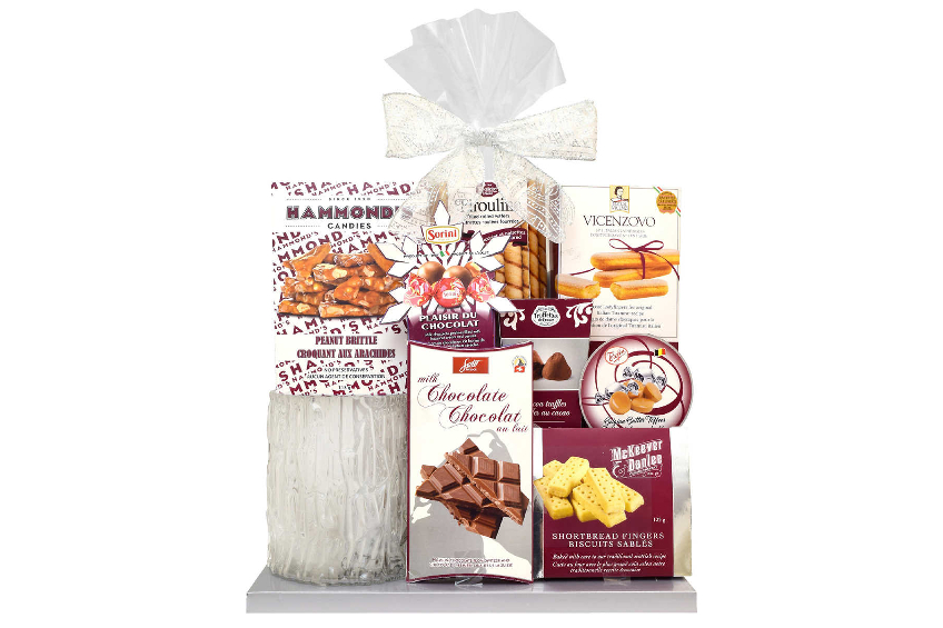 A gift set featuring various sweet treats from around the world