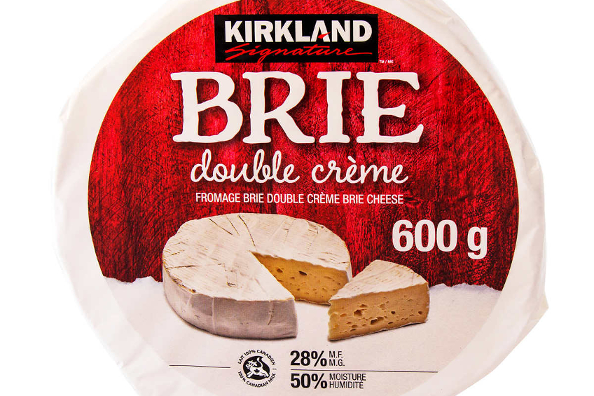 A wheel of Kirkland brand double brie cheese