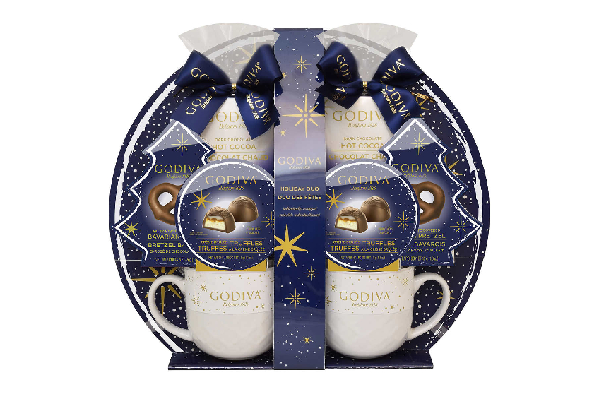 Godiva gift set with chocolates and mugs