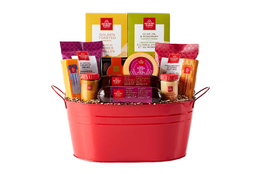 Hickory Farms gift set including various charcuterie board items