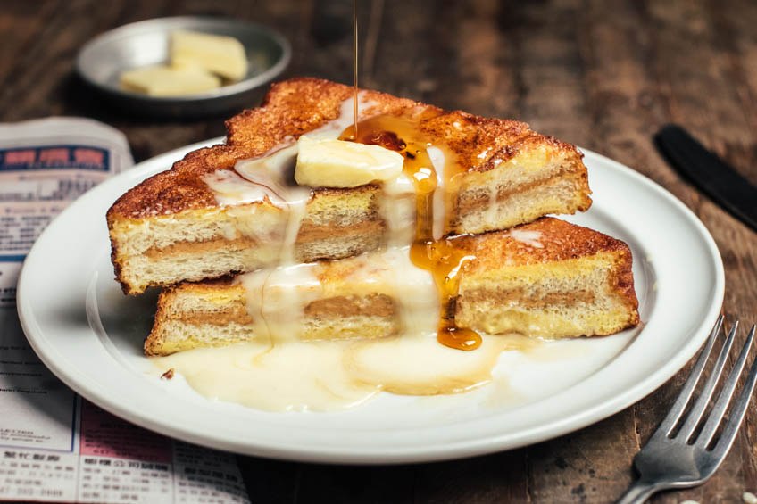 Hong Kong French Toast topped with butter, condensed milk and maple syrup