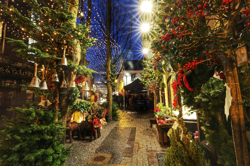 A Christmas market in Galway City Centre, ireland