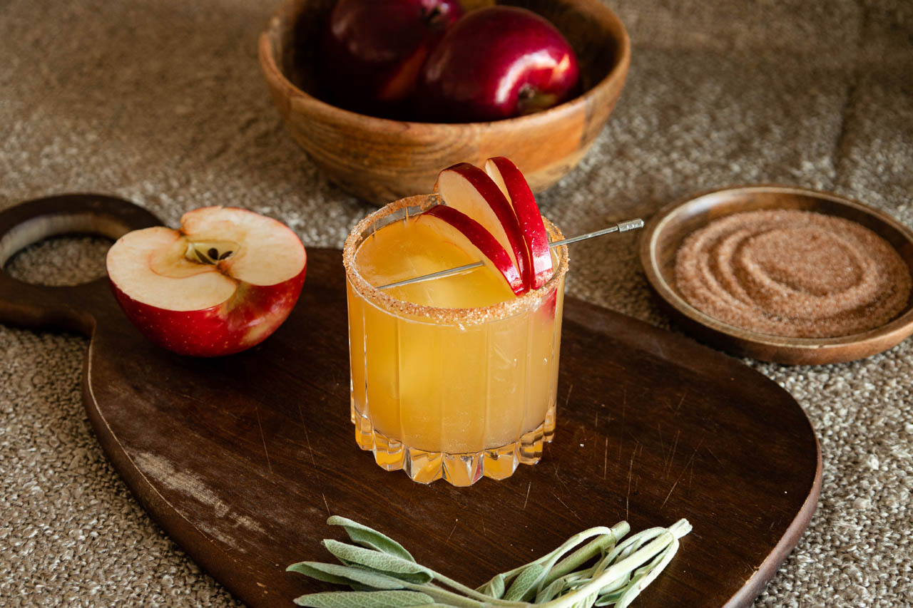Apple cider margarita in a glass