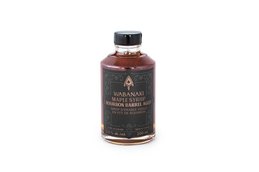A bottle of Wabanaki maple syrup