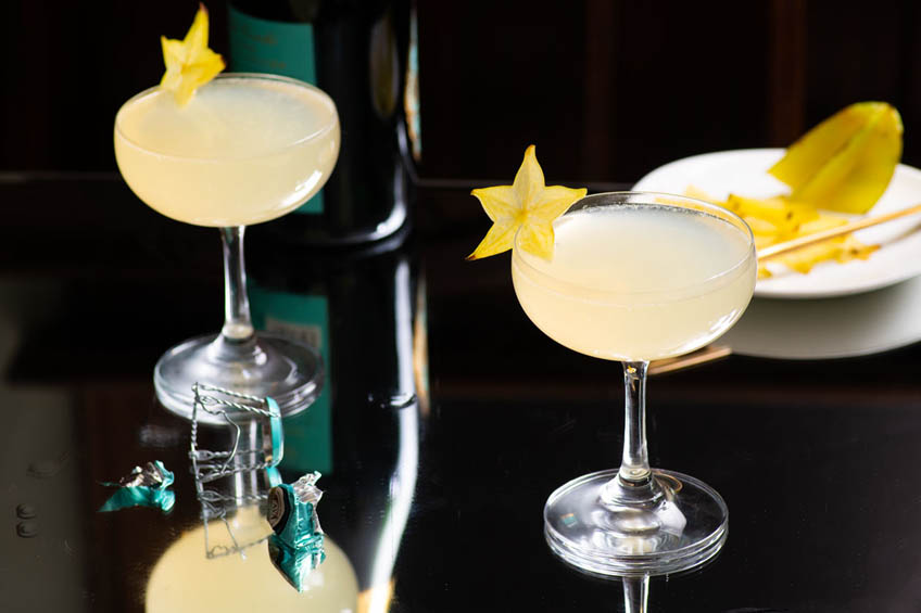 Two starlight sparkler cocktails