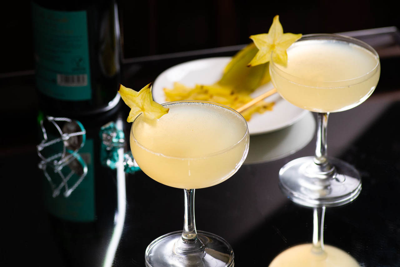Two starlight sparkler cocktails