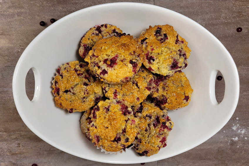 Arctic cranberry orange muffins in a serving bowl