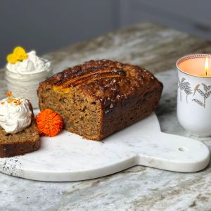 Sweet Plantain Loaf with Coconut Whipped Cream