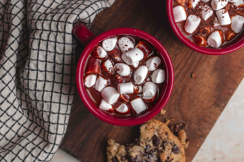 Creamy vegan hot chocolate with marshmallows