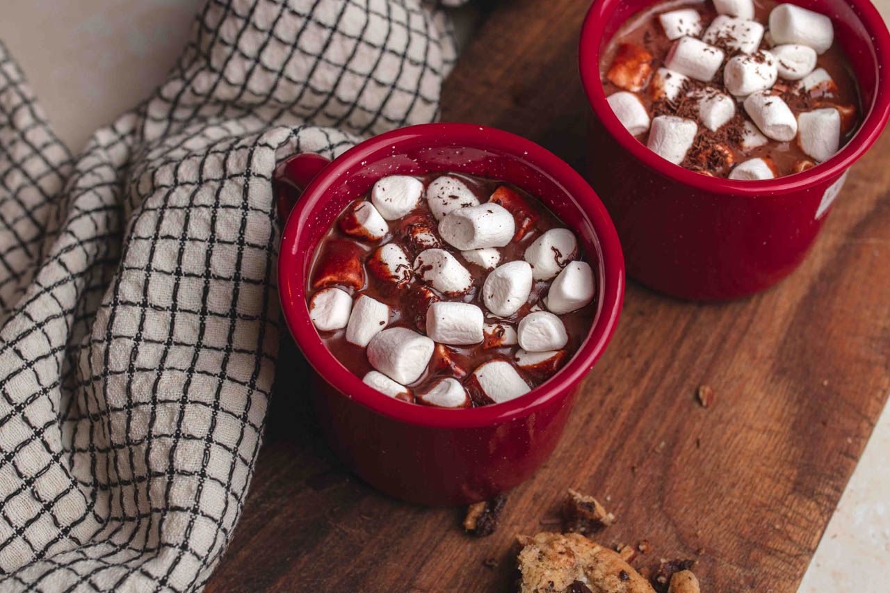 Creamy vegan hot chocolate with marshmallows