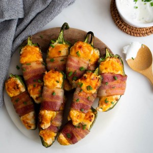 Air Fryer Bacon-Wrapped Jalapeno Poppers