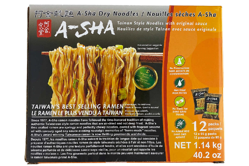 A twelve pack of A-Sha Taiwanese Ramen Noodles
