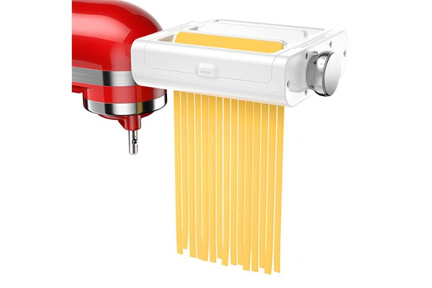 KitchenAid stand mixer with pasta folding attachment