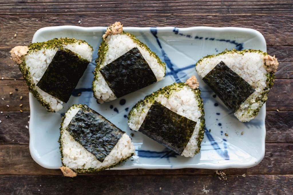 Tuna onigiri on a plate