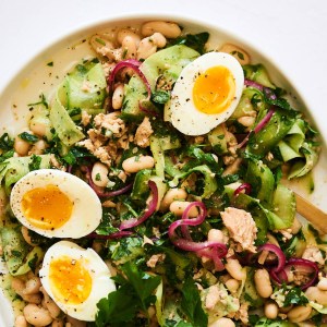 Tuna and White Bean Salad with Pickled Onions and Jammy Eggs