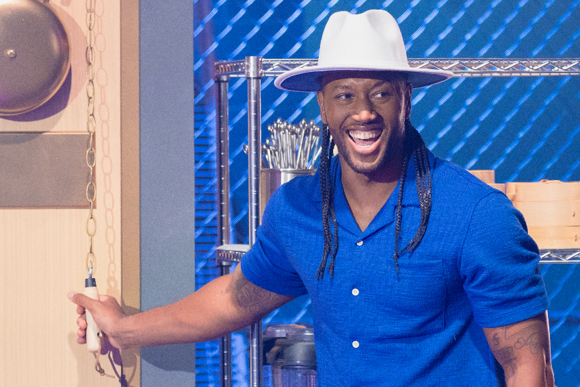 Chef Darnell Ferguson smiles on the set of Super Chef Grudge Match