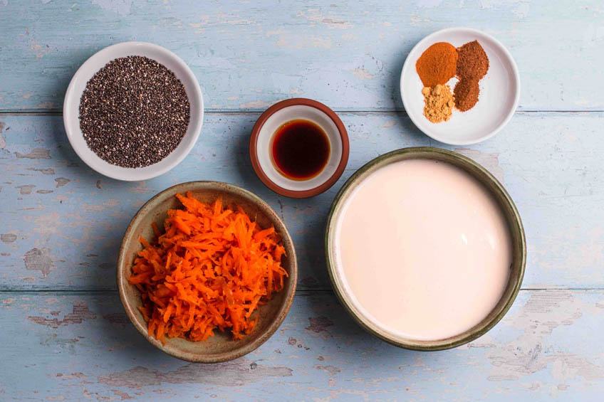 Ingredients for carrot cake chia pudding