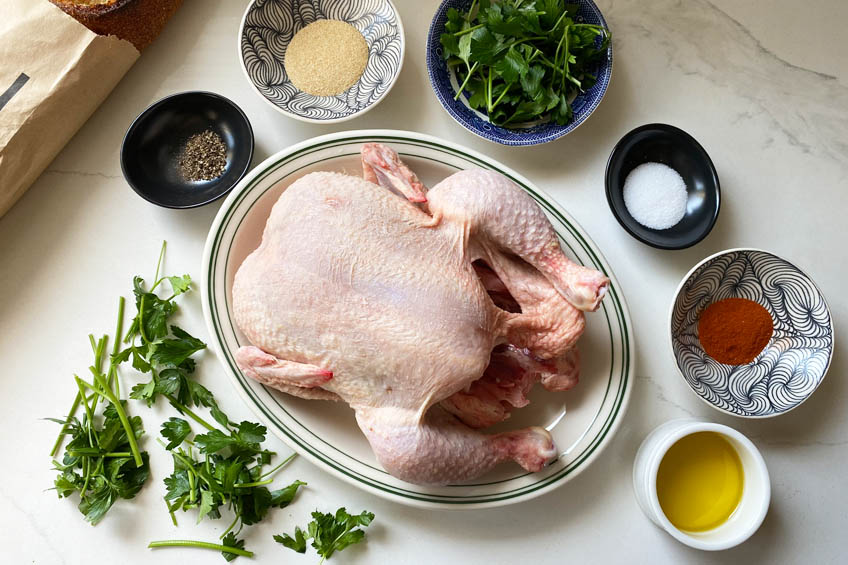 Ingredients for air fryer whole roast chicken