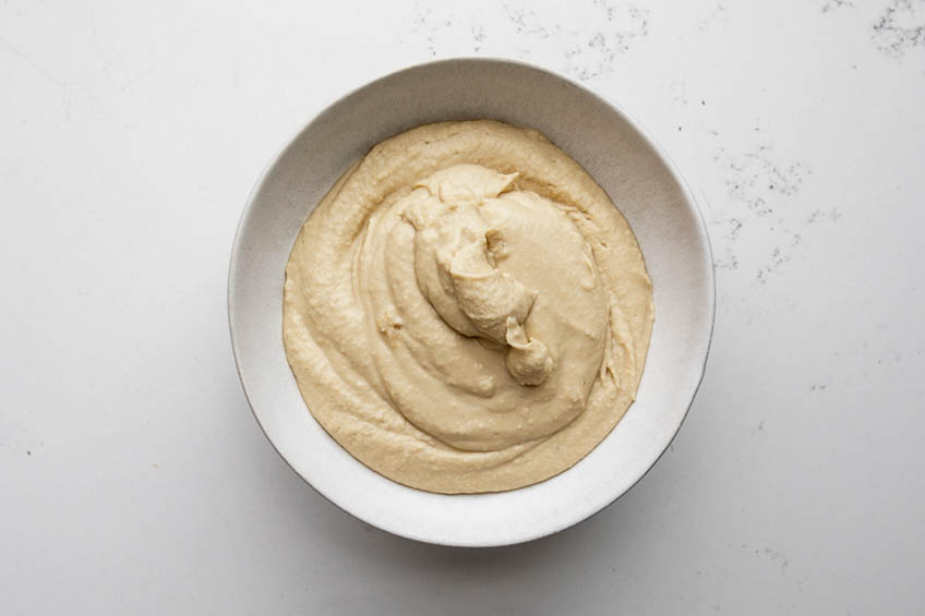 Hummus in a shallow bowl