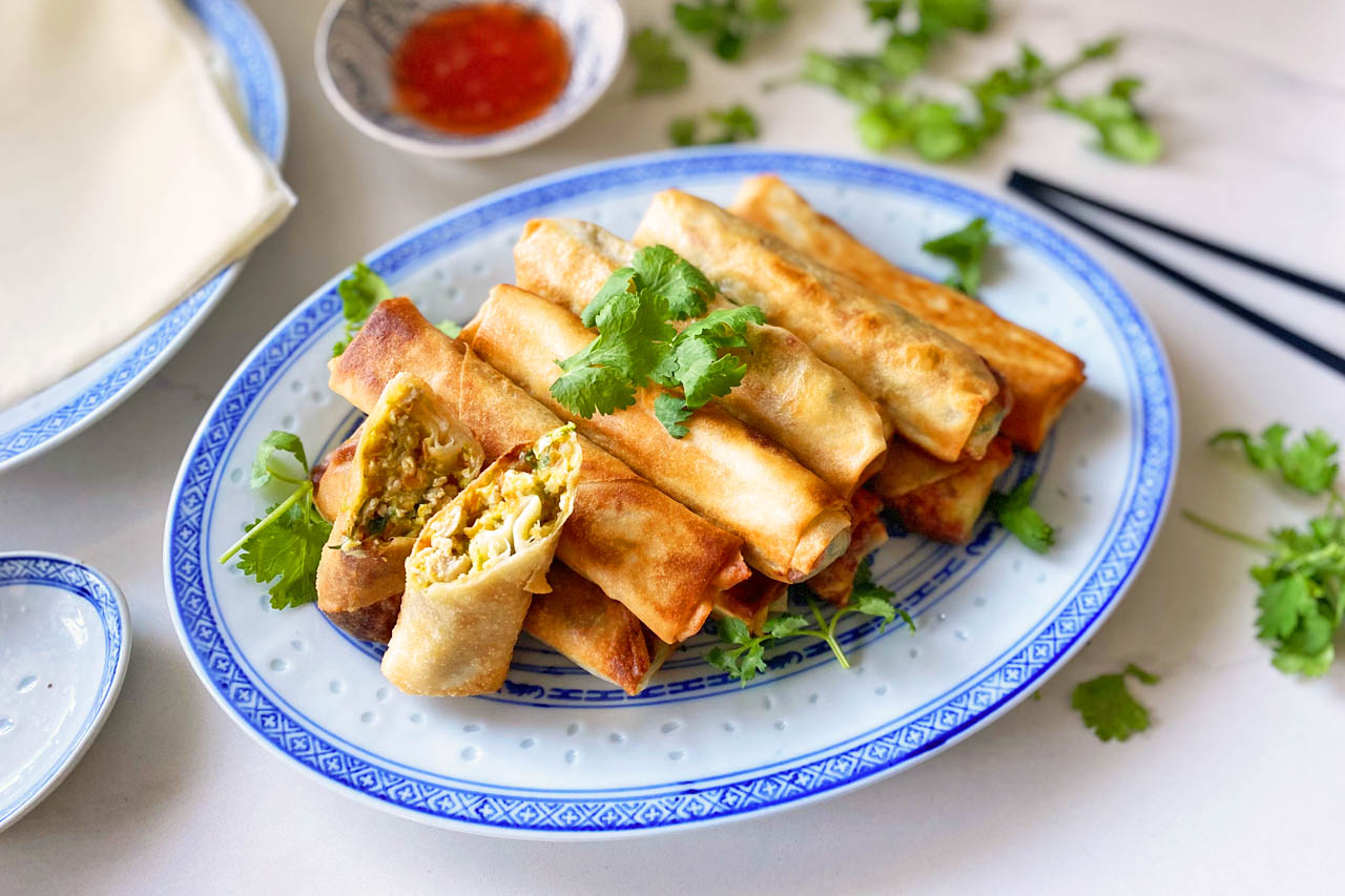 Chinese spring rolls on a plate