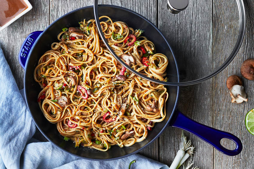 Staub Daily Pan filled with noodles