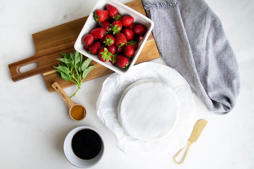 Ingredients for Whipped Brie with Roasted Balsamic Strawberries